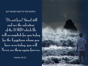 Exodus 14:13 Stand Still And See The Salvation Of God (blue)