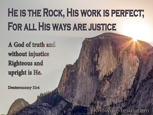 Deuteronomy 32:4 He Is The Rock His Work Is Perfect His Ways Are Just (brown)