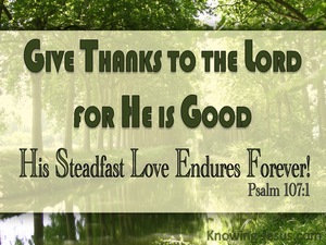 Psalm 107:1 Give Thanks To The Lord (green)