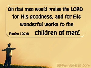 Psalm 107:8 O That Men Would Praise The Lord (brown) 