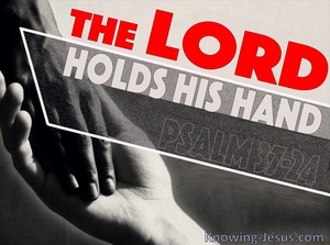 Psalm 37:24 The Lord Holds His Hand (red)