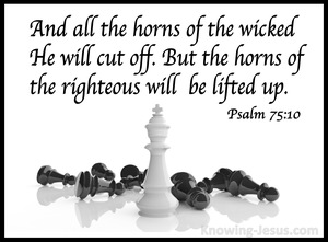 Psalm 75:10 All The Horns Of The Wicked He Will Cut Off (white)