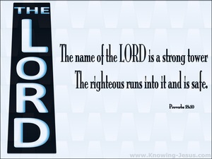 Proverbs 18:10 The Name Of The Lord Is A Strong Tower (blue)