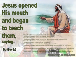 Matthew 5:2 He Opened His Mouth And Taught Them (green)