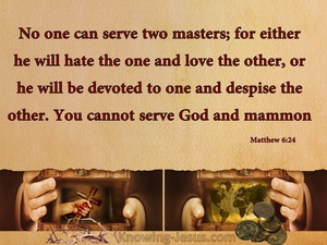 Matthew 6:24 No One Can Serve Two Masters (beige)