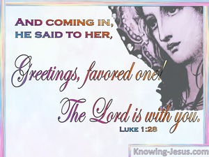 Luke 1:28 Highly Favoured The Lord Is With You (pink)
