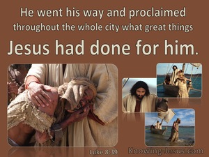 Luke 8:39 Tell What Great Things God Has Done (brown)