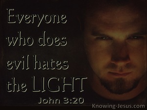 John 3:20 The Evil Doer Hates The Light (brown)
