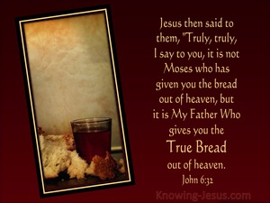 John 6:32 My Father Gives The True Bread From Heaven (maroon)