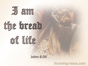 John 6:35  I Am The Bread Of Life, He Who Come Will Never Hunger (beige)