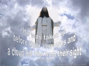 Acts 1:9 He Ascended Before Their Eyes (blue)