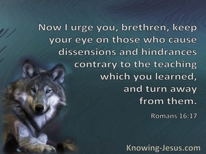 Romans 16:17 Keep An Eye On Those Who Cause Dissensions (gray) 