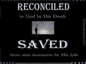 Romans 5:10 Reconciled To God By His Death (gray)