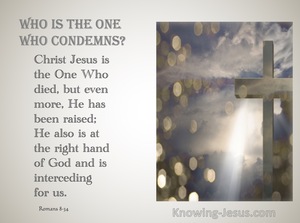 Romans 8:34 Who Will Condemn Us (gray)