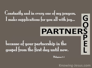 Philippians 1:5 Partners of the Gospel (brown)
