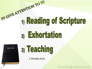 1 Timothy 4:13 Give Attention To Reading, Exhortation and Teaching (green)