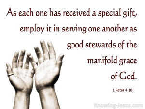 1 Peter 4:10 Each One Received A Spiritual Gift (white)