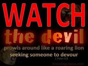 1 Peter 5:8 Be Sober The Devil Prowls Around (red)