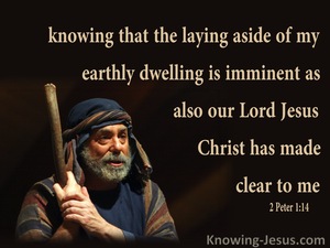 2 Peter 1:14 Laying Aside My Earthy Dwelling Is Imminent (brown)