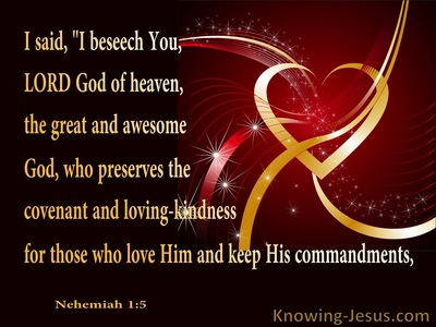 Nehemiah 1:5 God Preserves His Covenant With Kindness (red)