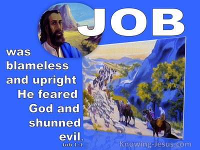 Job 1:1 There Was A Man From Uz Whose Name Was Job Who Was Blameless (blue)
