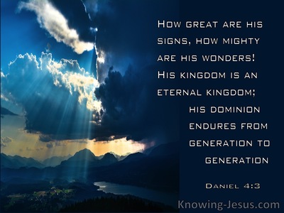 Daniel 4:3 How Great Are His Signs How Mighty His Wonders (blue)