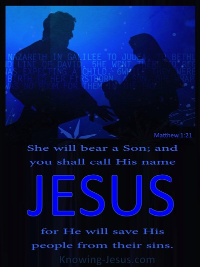 Matthew 1:21 You Shall Call His Name Jesus (blue)