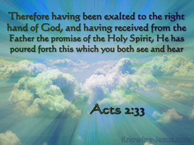 Acts 2:33 Exaulted To The Right Hand Of God (blue)