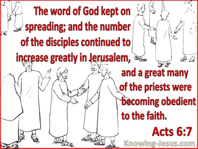 Acts 6:7 The Word Of God Kept Spreading (red)