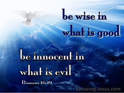 Romans 16:19 Be Wise In What Is Good (white)