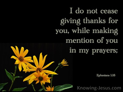Ephesians 1:16 I Do Not Cease To Give Thanks (black)