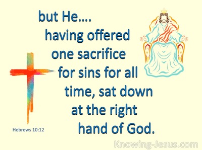 Hebrews 10:12 He Offered One Sacrifice For Sin (blue)