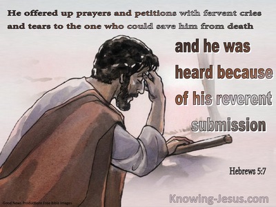 Hebrews 5:7 he Offered Up Prayers And Petition And Was Heard Because Of His Reverent Submissionbrown