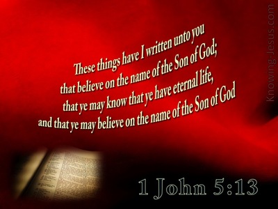 1 John 5:13 Believe On The Son (crimson)