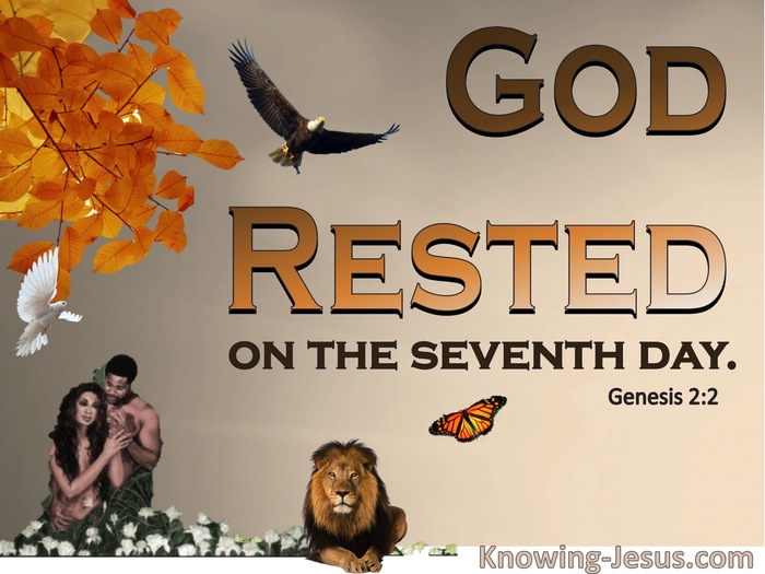 Genesis  2-2 God Rested On The Seventh Day (brown)
