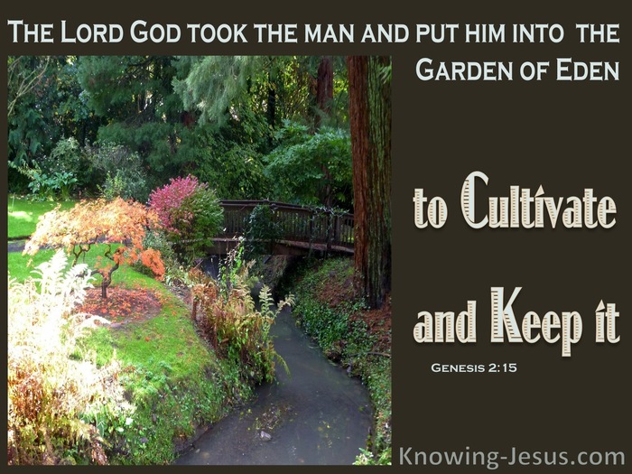 Genesis 2:15 Cultivate And Keep The Garden (brown)