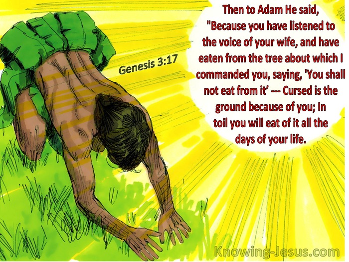 Genesis 3:17 Then to Adam He said, “Because you have listened to