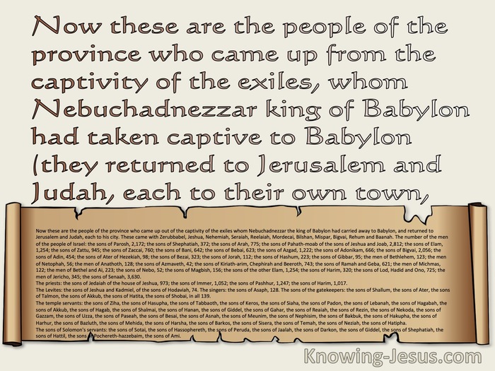 Ezra 2:1 These Are The People Who Came Into Captivity Whom  King Nebuchadnezzer Took To Babylon (beige)