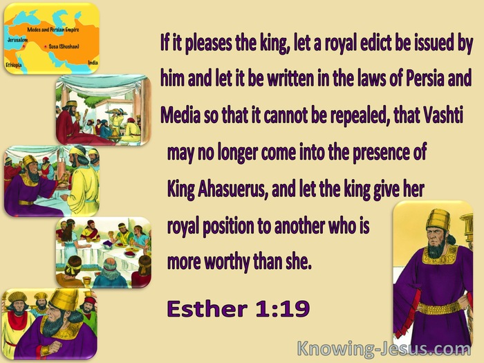 Esther 1:19 Let The King Give Her Royal Position To Another (yellow) 
