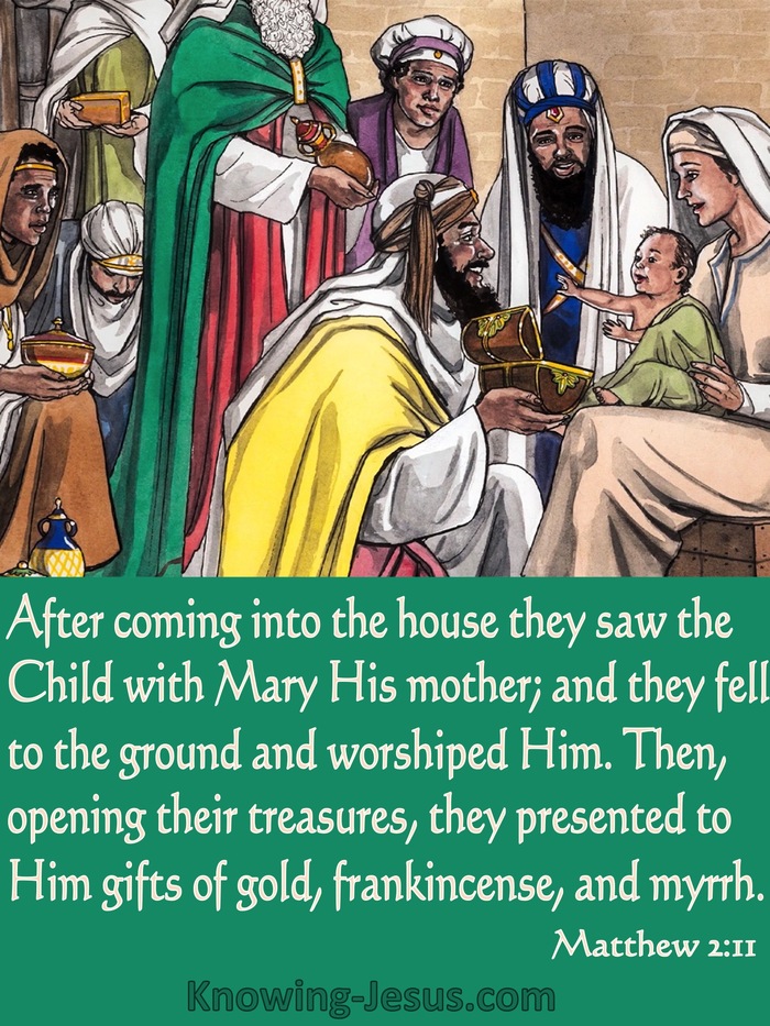 Matthew 2:11 They Came And Worshipped Him (green)