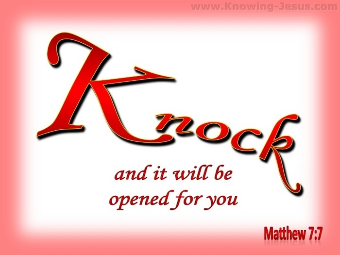 Matthew 7:7  Knock And The Door Will Be Opened (red)