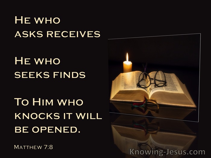 Matthew 7:8 He Who Asks Receives (beige)