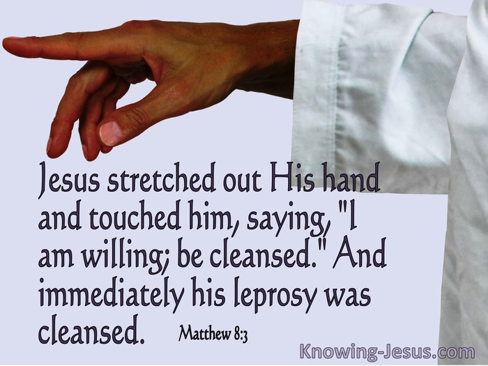 Matthew 8:3 Jesus Stretched Out His Hand And Touched (purple)