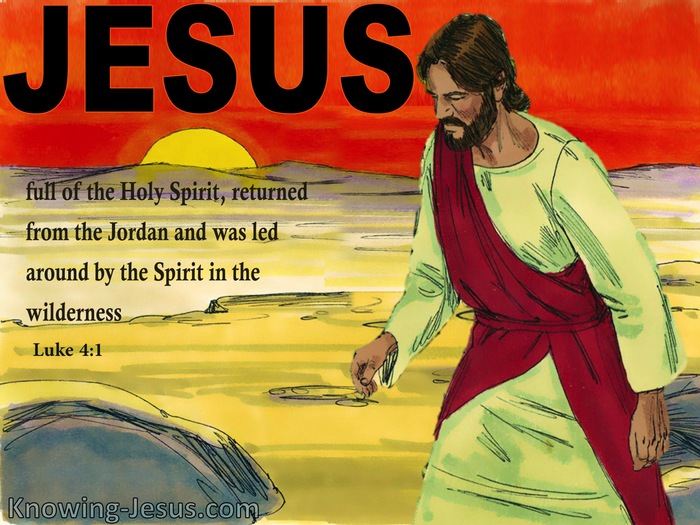 Luke 4:1 Jesus Full Of The Holy Spirit Led In The Wilderness (black)