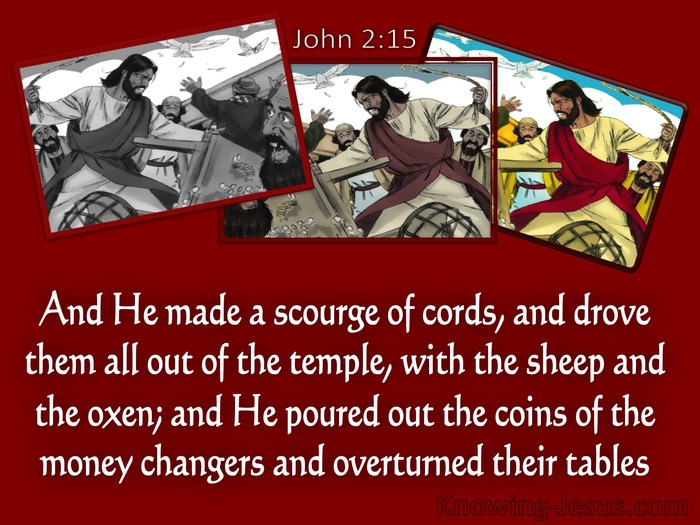 John 2:15 Jesus Drove Them Out Of The Temple (red)
