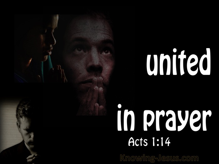 Acts 1:14 United Together In Prayer (white)