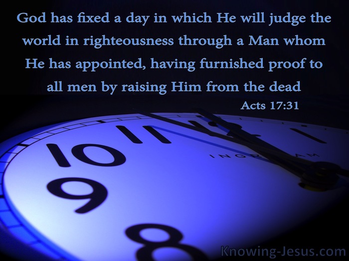Acts 17:31 Christ Will Judge The World In Righteousness (blue)