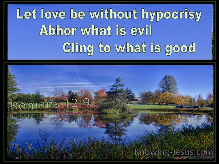 Romans 12:9 Let Love Be Without Hypocrisy Abhor What Is Evil Cling To What Is Good (blue)