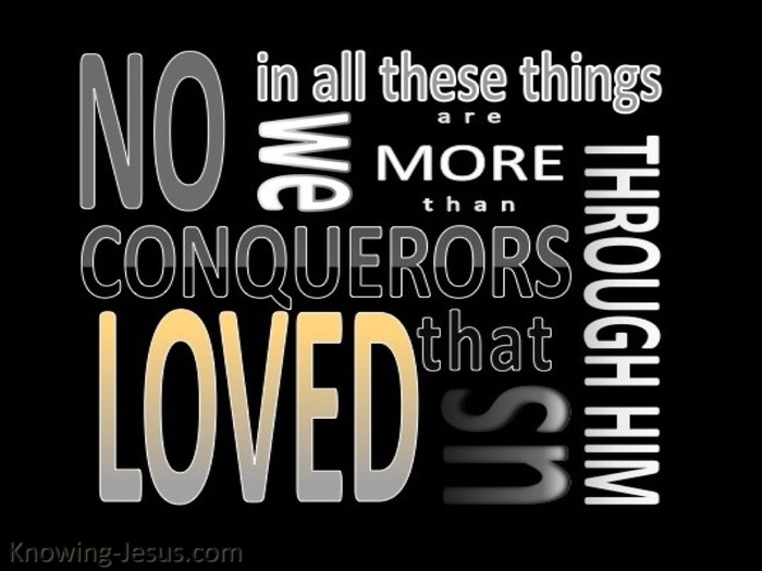 Romans 8:37 We Are More Than Conquerors (black)