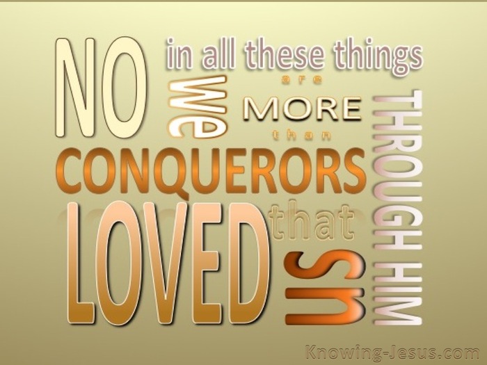 Romans 8:37 We Are More Than Conquerors (beige)